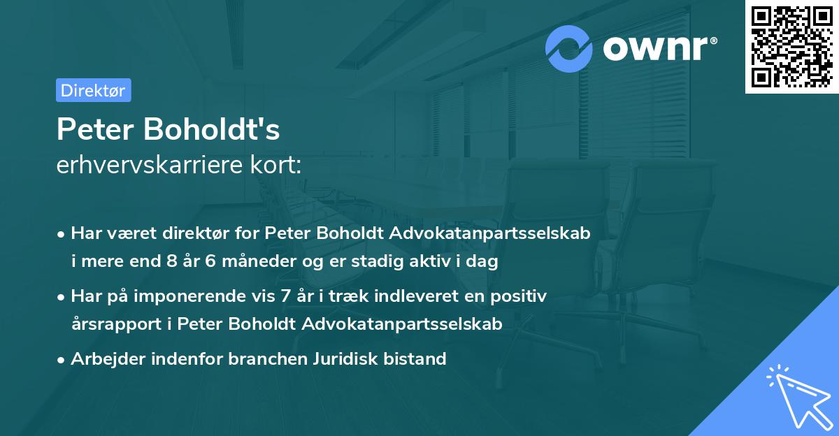 Peter Boholdt's erhvervskarriere kort