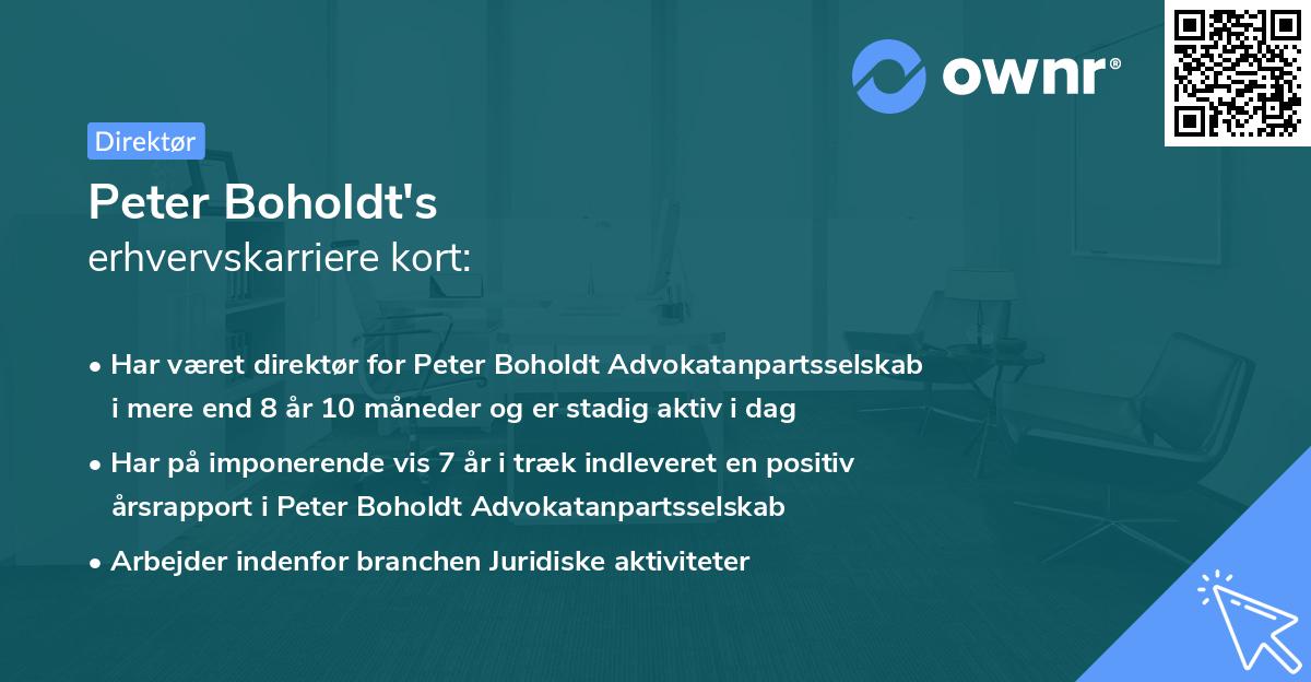 Peter Boholdt's erhvervskarriere kort