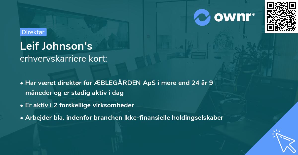 Leif Johnson's erhvervskarriere kort