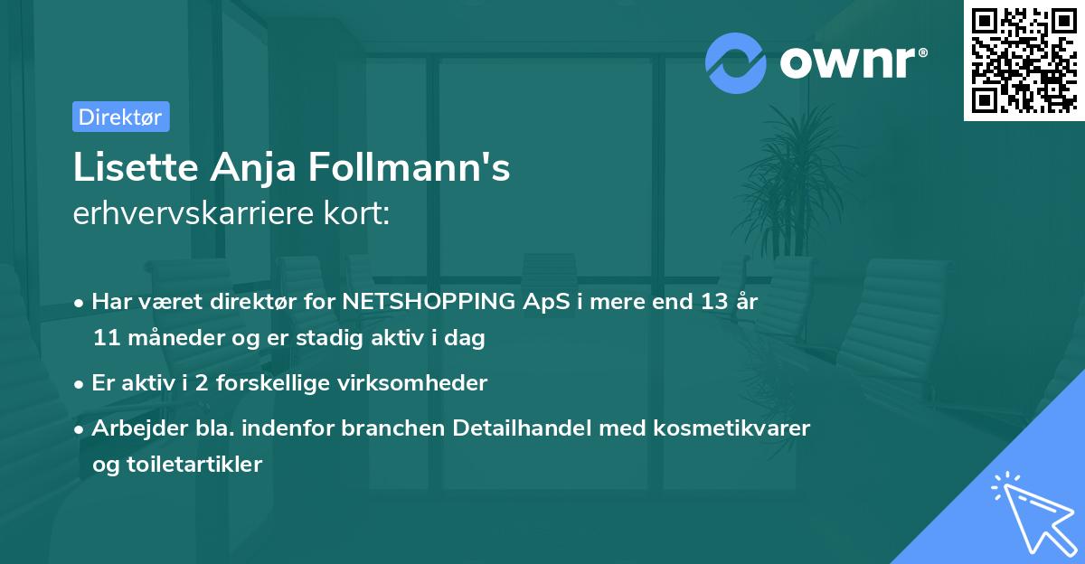 Lisette Anja Follmann's erhvervskarriere kort