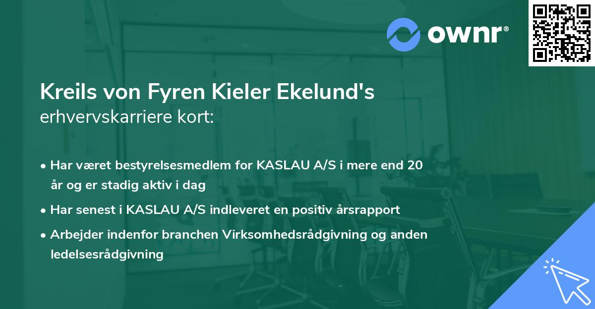 Kreils von Fyren Kieler Ekelund's erhvervskarriere kort