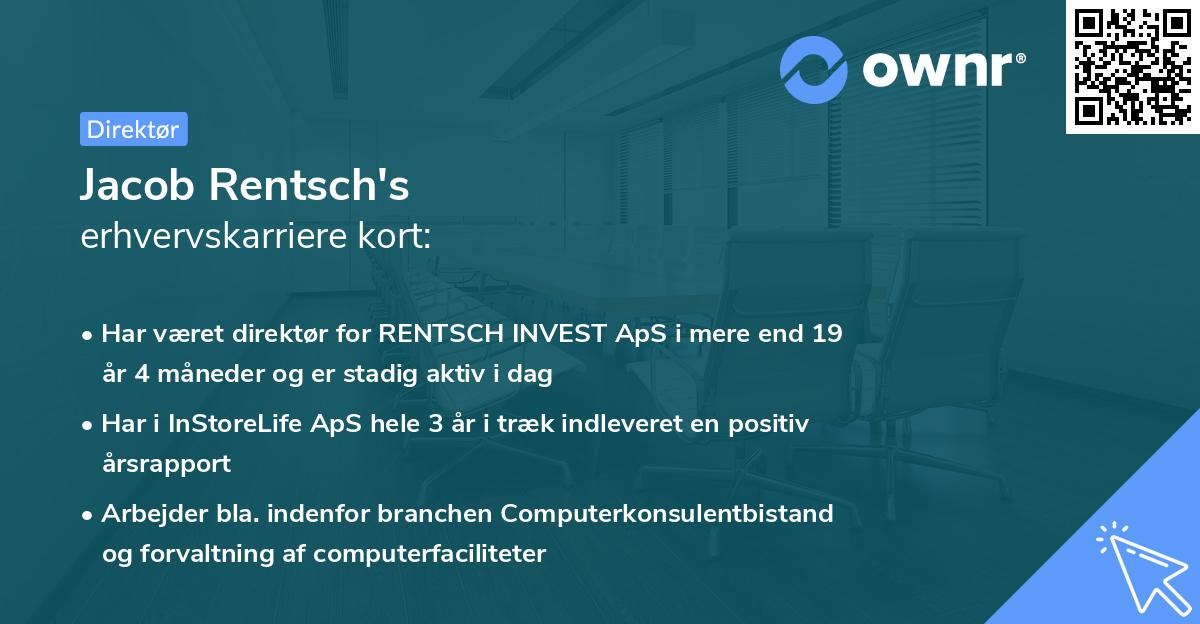 Jacob Rentsch's erhvervskarriere kort