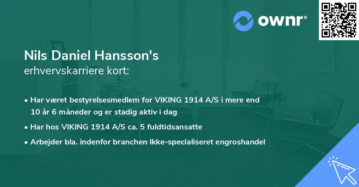 Nils Daniel Hansson's erhvervskarriere kort