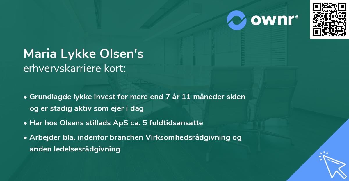 Maria Lykke Olsen's erhvervskarriere kort