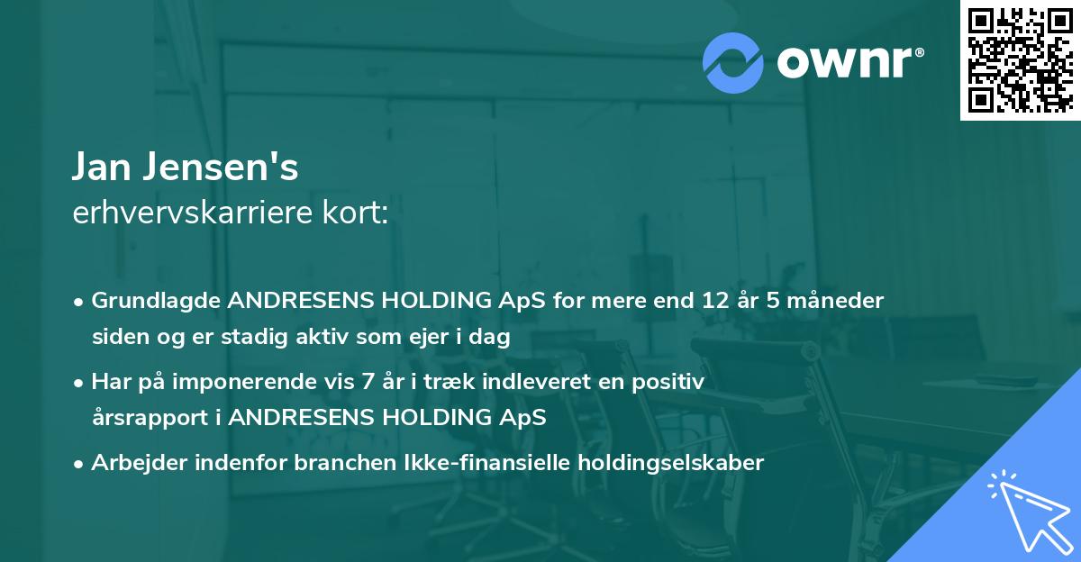 Jan Jensen's erhvervskarriere kort