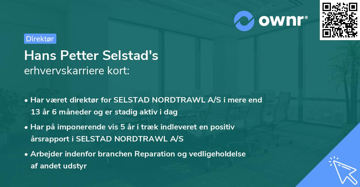 Hans Petter Selstad's erhvervskarriere kort