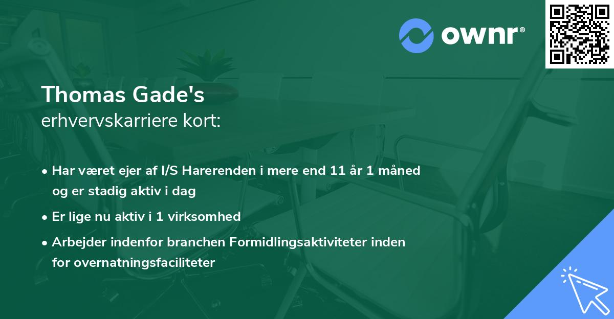 Thomas Gade's erhvervskarriere kort