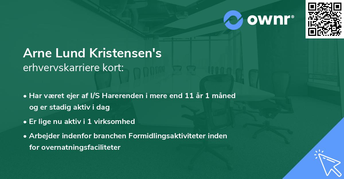 Arne Lund Kristensen's erhvervskarriere kort