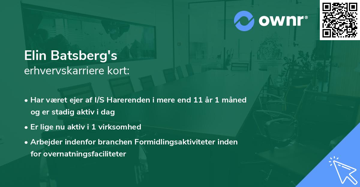 Elin Batsberg's erhvervskarriere kort