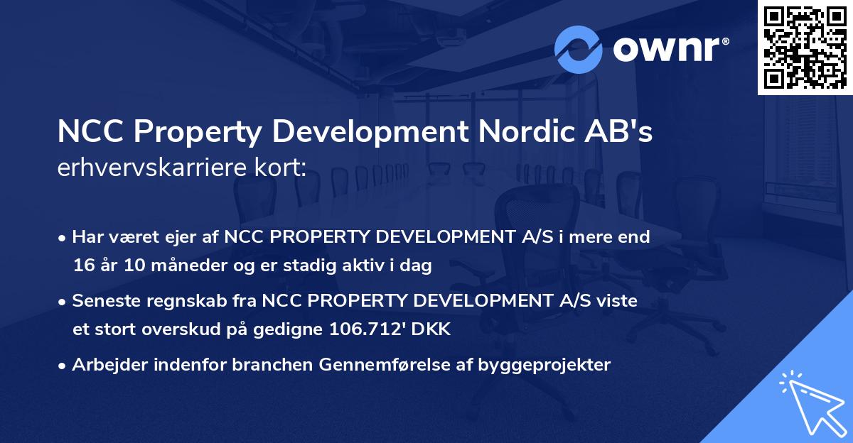 NCC Property Development Nordic AB's erhvervskarriere kort