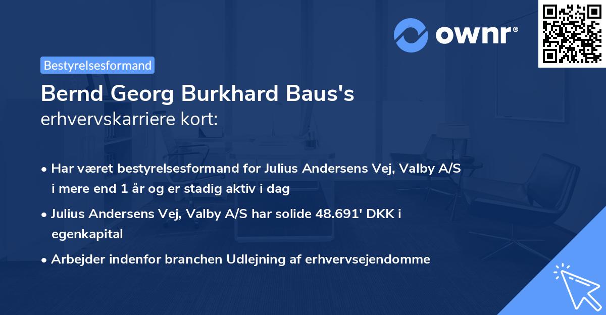 Bernd Georg Burkhard Baus's erhvervskarriere kort