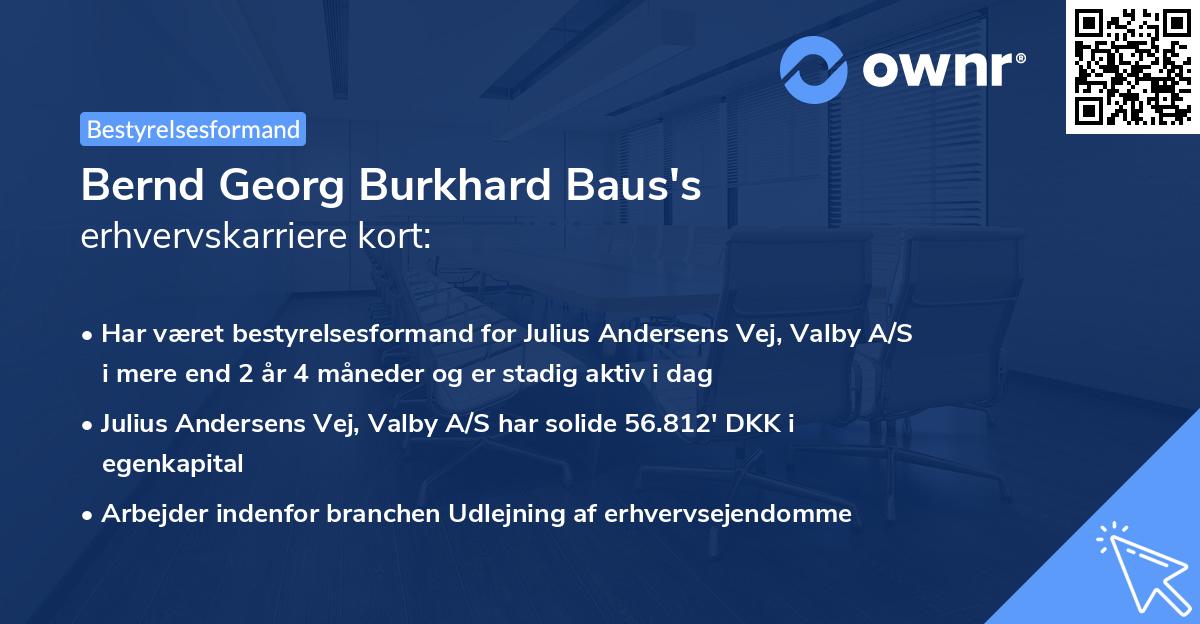 Bernd Georg Burkhard Baus's erhvervskarriere kort