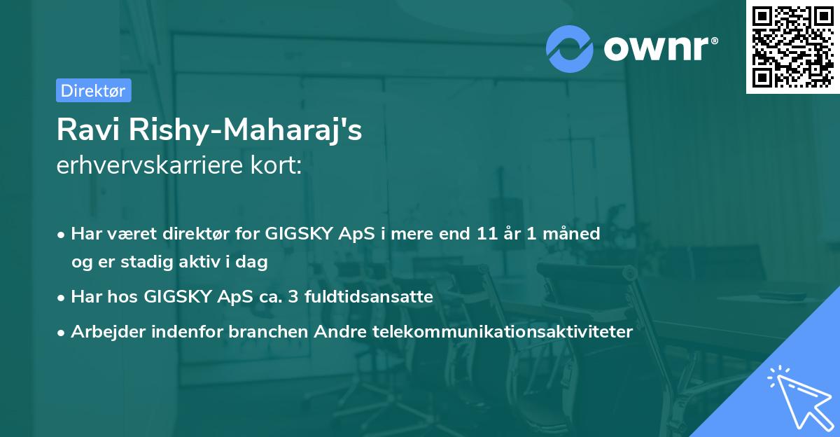 Ravi Rishy-Maharaj's erhvervskarriere kort