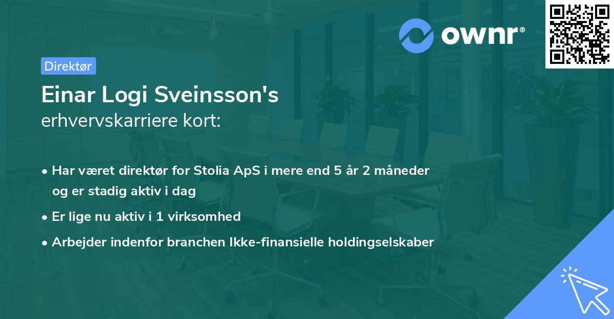 Einar Logi Sveinsson's erhvervskarriere kort