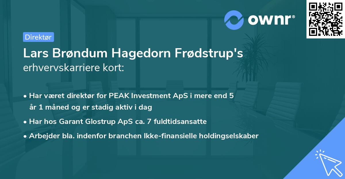 Lars Brøndum Hagedorn Frødstrup's erhvervskarriere kort