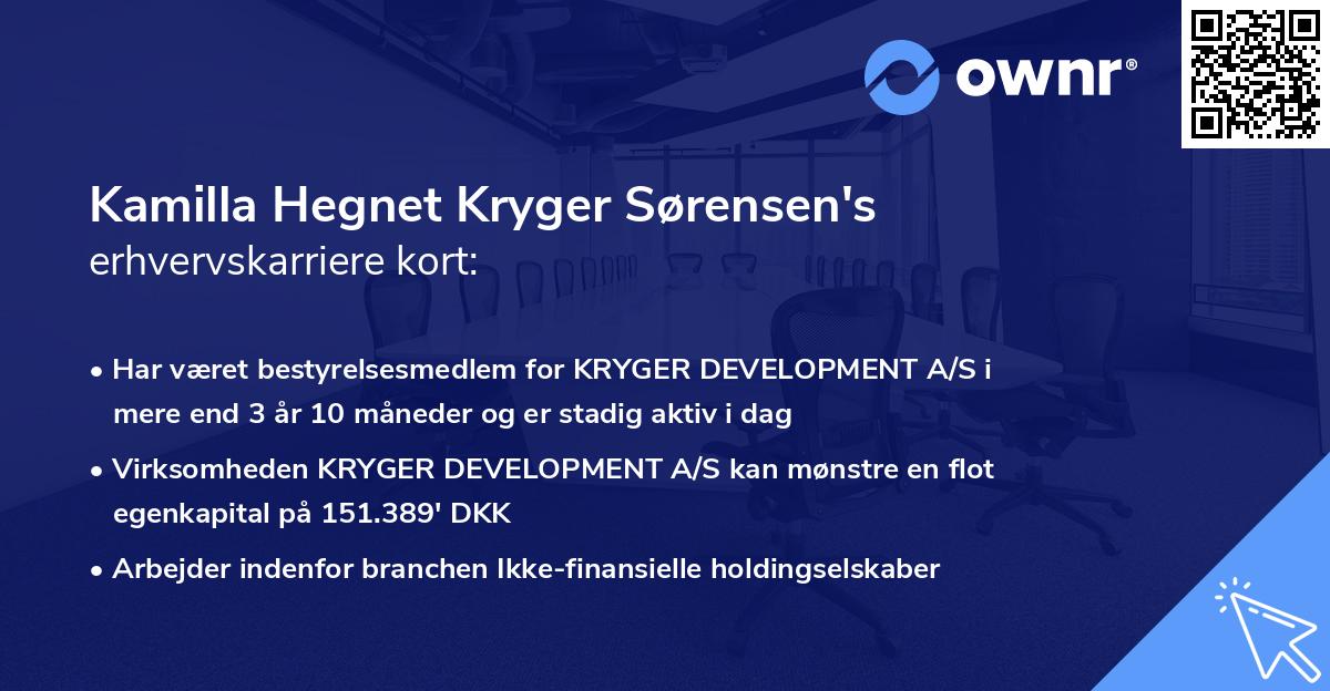 Kamilla Hegnet Kryger Sørensen's erhvervskarriere kort