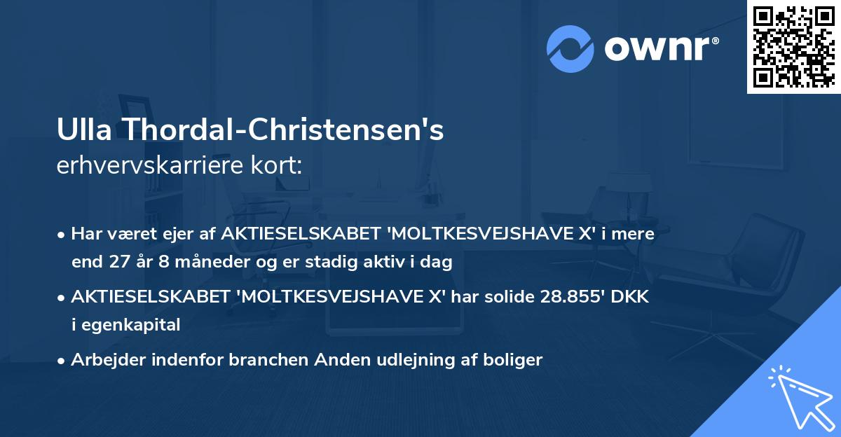 Ulla Thordal-Christensen's erhvervskarriere kort