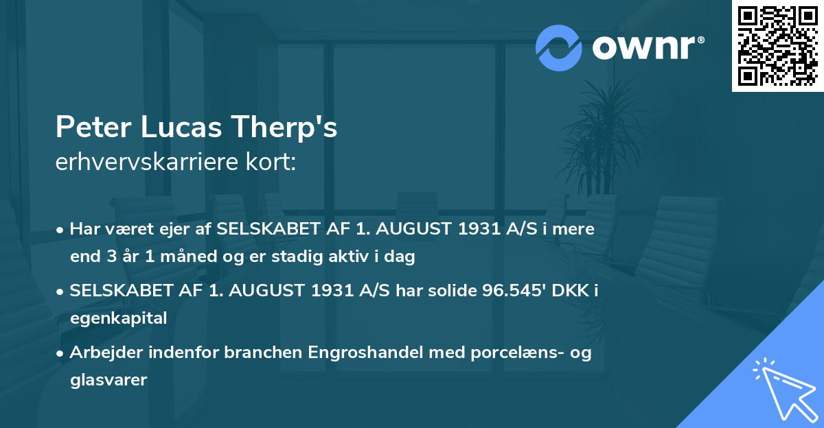 Peter Lucas Therp's erhvervskarriere kort