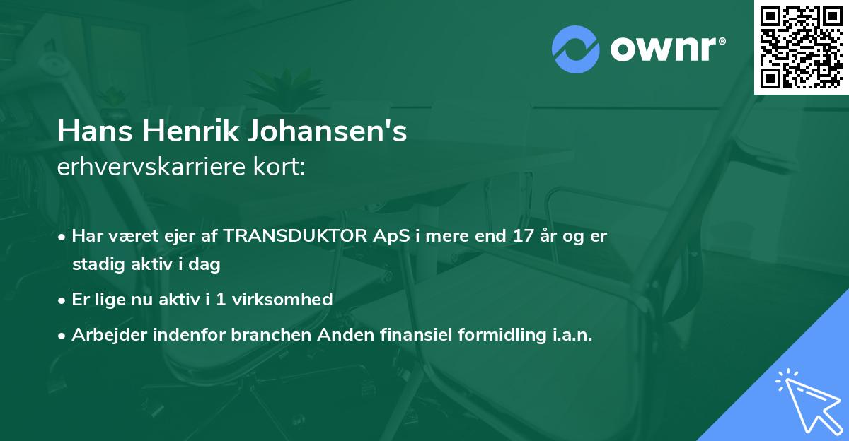 Hans Henrik Johansen's erhvervskarriere kort