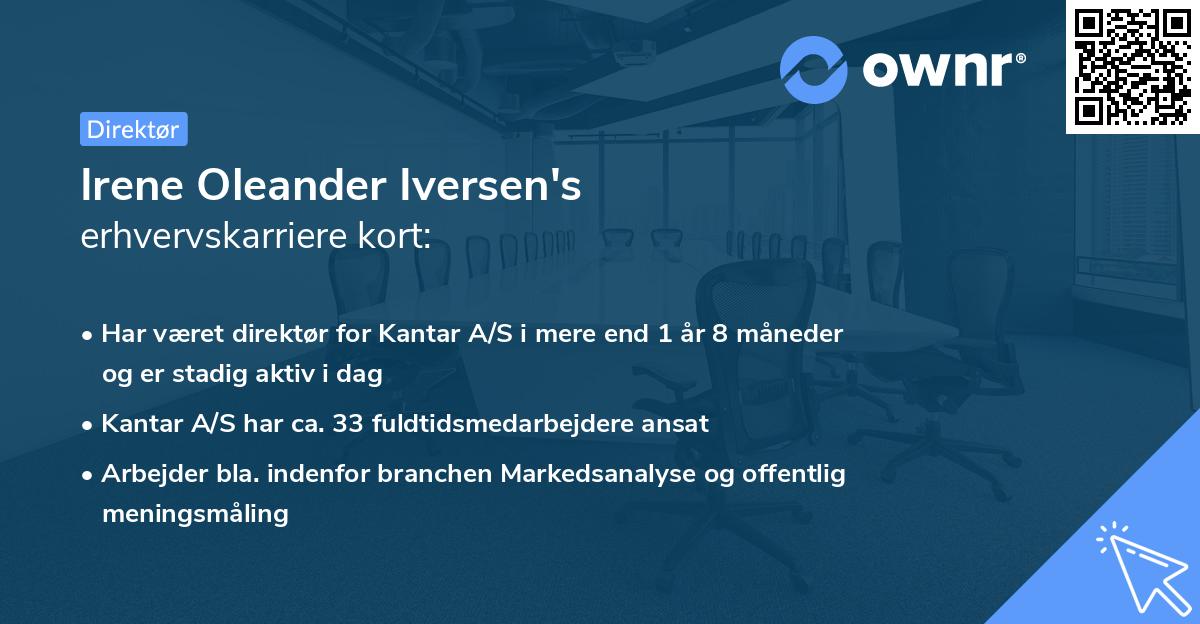 Irene Oleander Iversen's erhvervskarriere kort