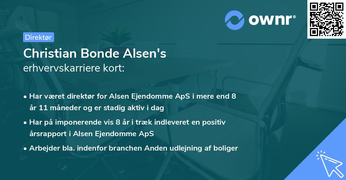 Christian Bonde Alsen's erhvervskarriere kort