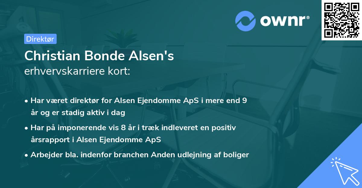 Christian Bonde Alsen's erhvervskarriere kort