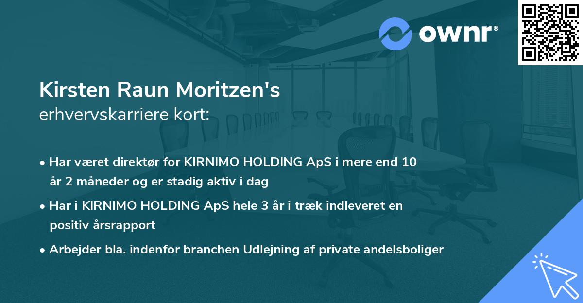 Kirsten Raun Moritzen's erhvervskarriere kort