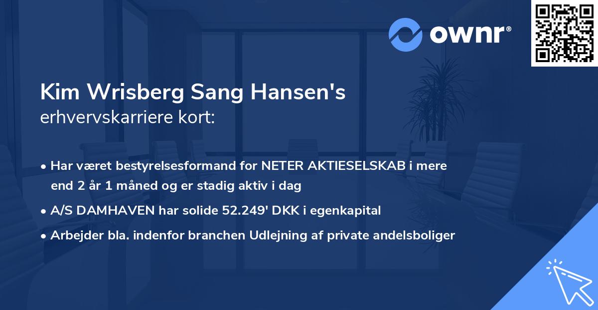 Kim Wrisberg Sang Hansen's erhvervskarriere kort
