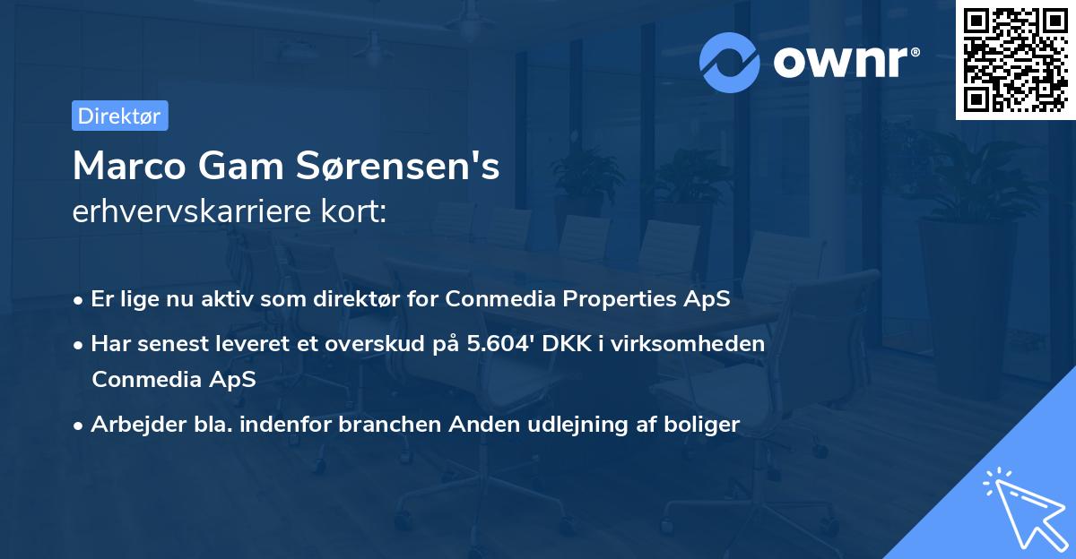 Marco Gam Sørensen's erhvervskarriere kort