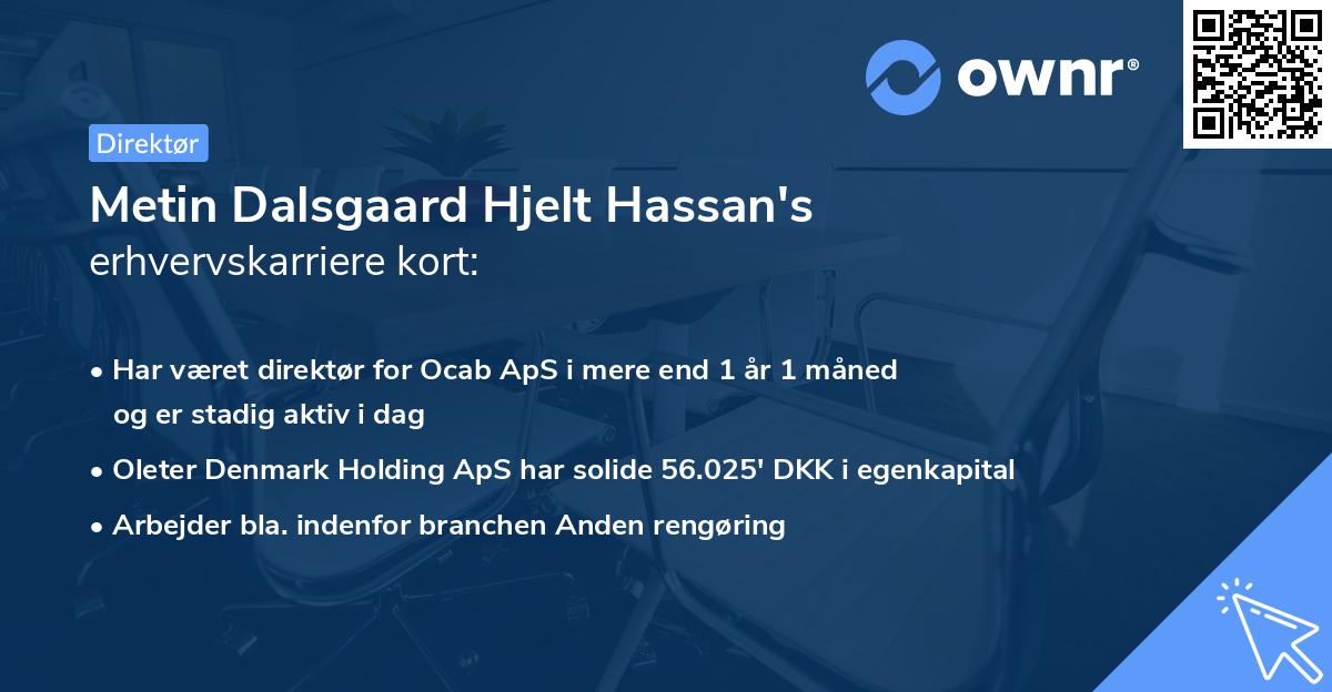 Metin Dalsgaard Hjelt Hassan's erhvervskarriere kort