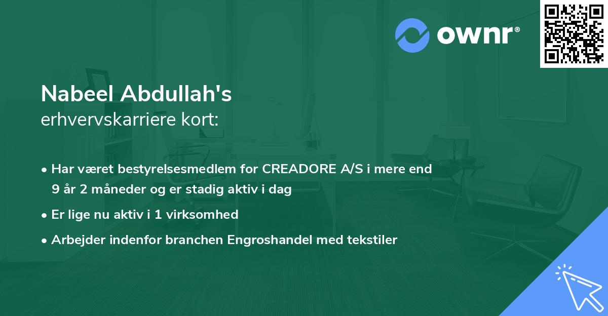 Nabeel Abdullah's erhvervskarriere kort