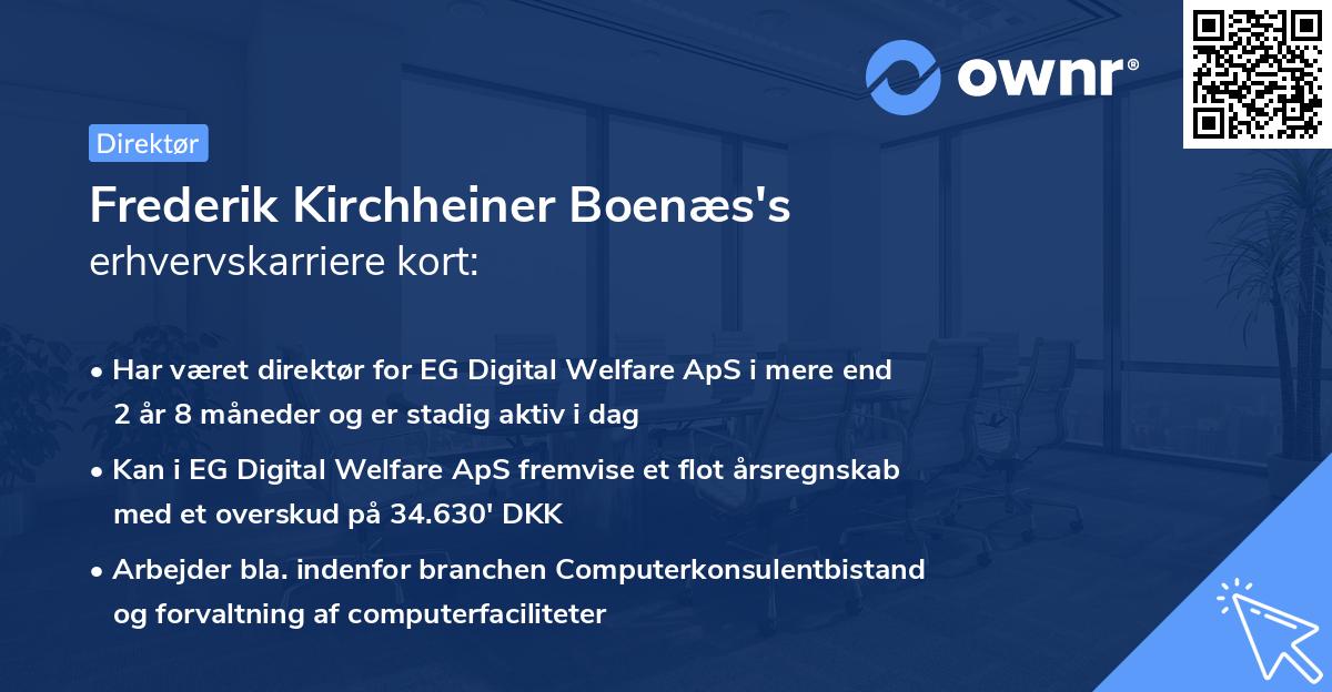 Frederik Kirchheiner Boenæs's erhvervskarriere kort