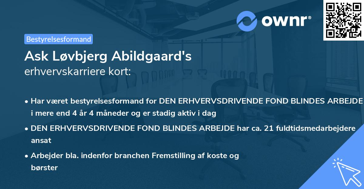 Ask Løvbjerg Abildgaard's erhvervskarriere kort