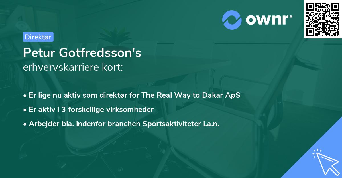 Petur Gotfredsson's erhvervskarriere kort