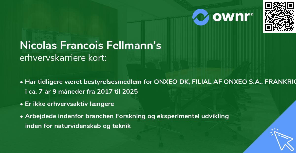 Nicolas Francois Fellmann's erhvervskarriere kort