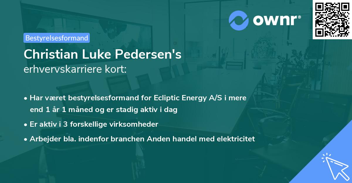 Christian Luke Pedersen's erhvervskarriere kort