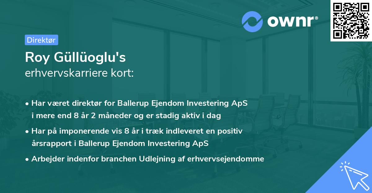 Roy Güllüoglu's erhvervskarriere kort