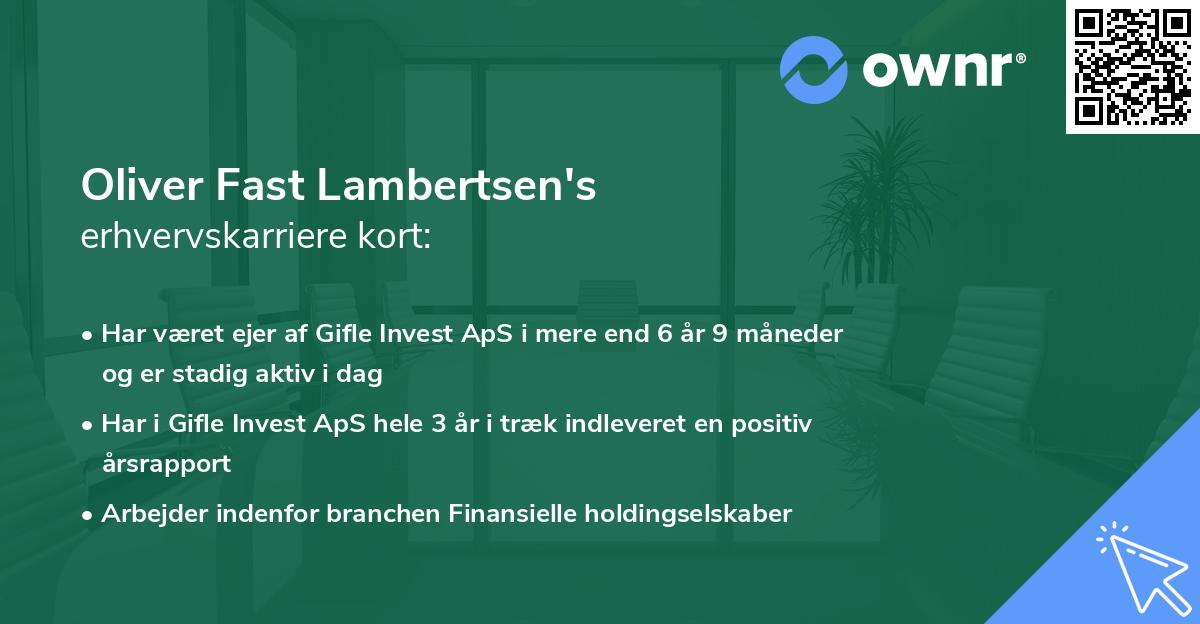 Oliver Fast Lambertsen's erhvervskarriere kort