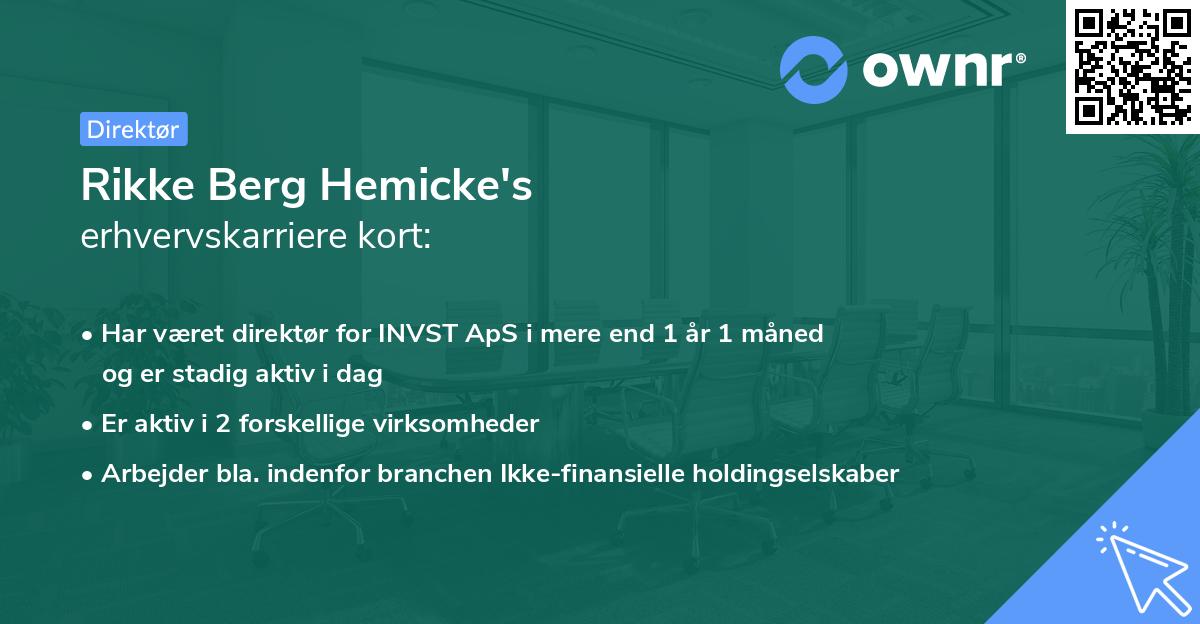 Rikke Berg Hemicke's erhvervskarriere kort