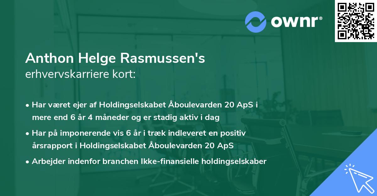 Anthon Helge Rasmussen's erhvervskarriere kort