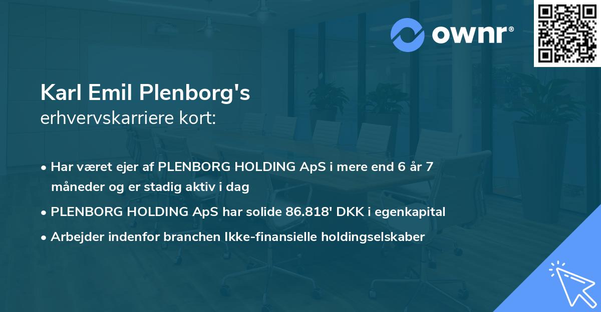 Karl Emil Plenborg's erhvervskarriere kort