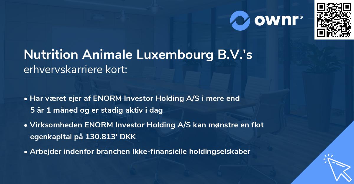 Nutrition Animale Luxembourg B.V.'s erhvervskarriere kort