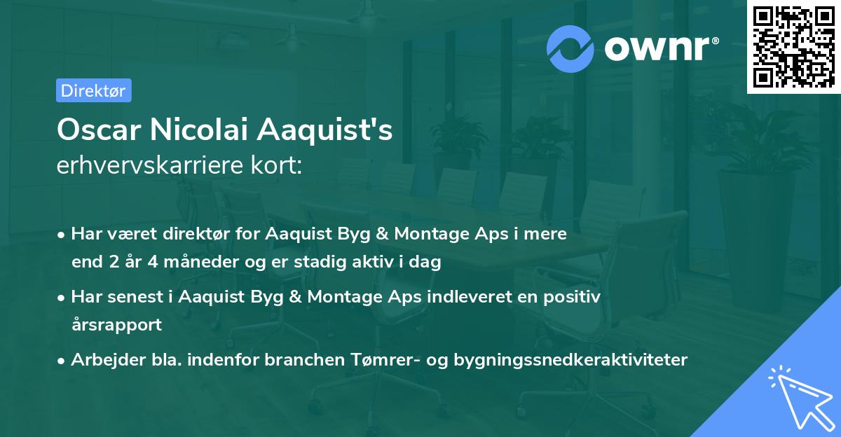 Oscar Nicolai Aaquist's erhvervskarriere kort