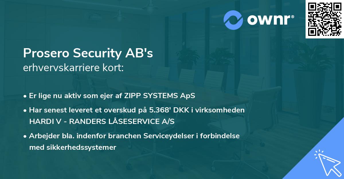 Prosero Security AB's erhvervskarriere kort