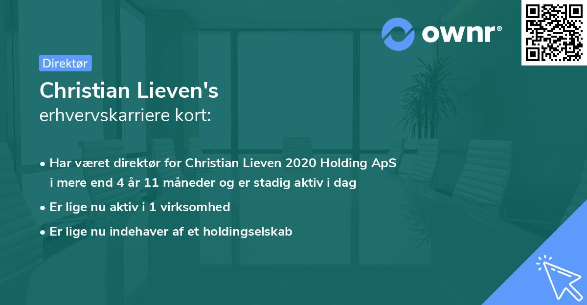 Christian Lieven's erhvervskarriere kort