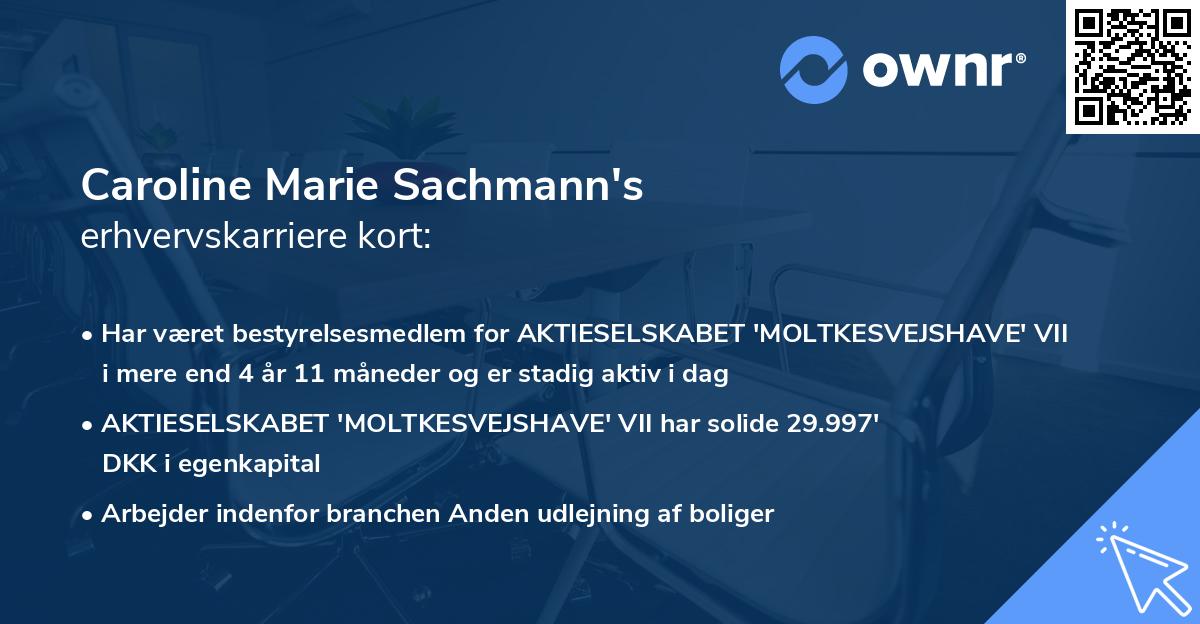 Caroline Marie Sachmann's erhvervskarriere kort