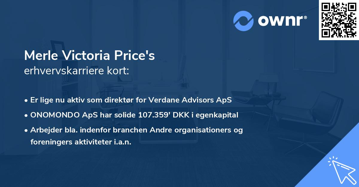 Merle Victoria Price's erhvervskarriere kort