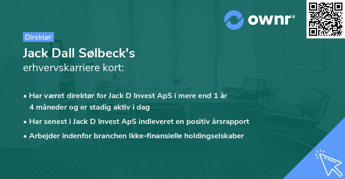Jack Dall Sølbeck's erhvervskarriere kort