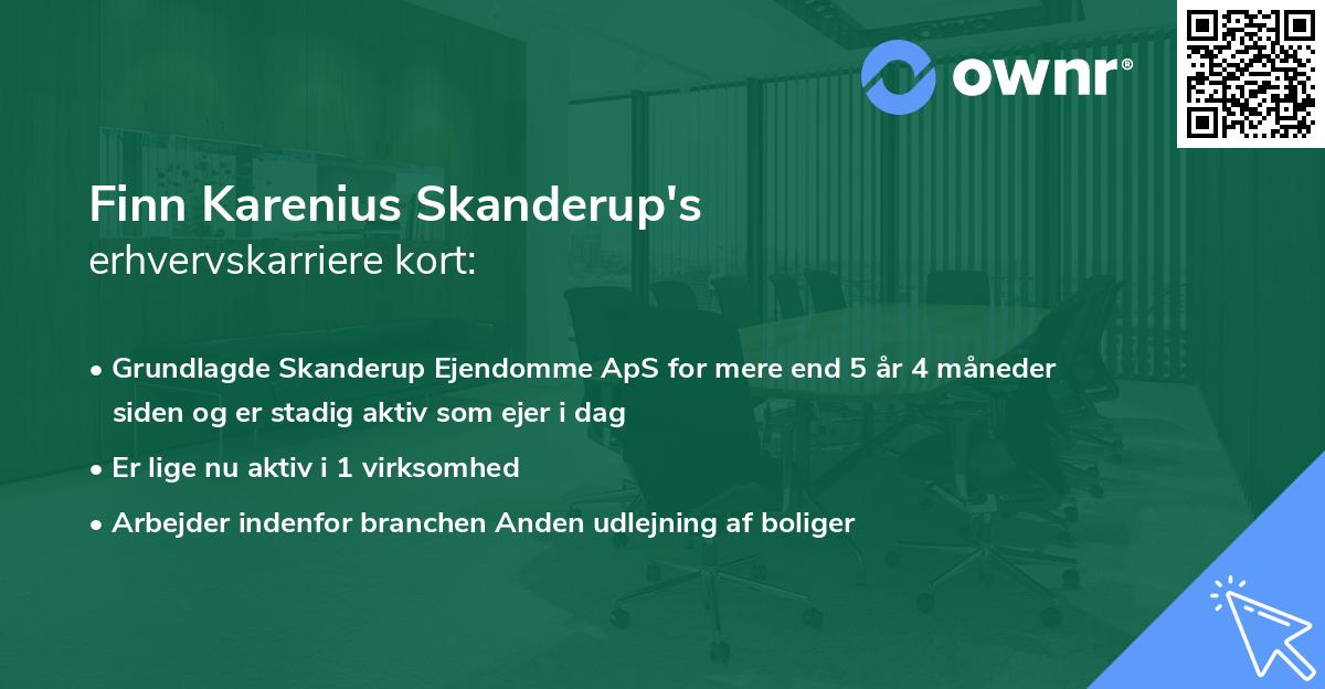 Finn Karenius Skanderup's erhvervskarriere kort