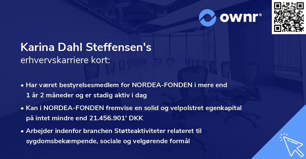 Karina Dahl Steffensen's erhvervskarriere kort